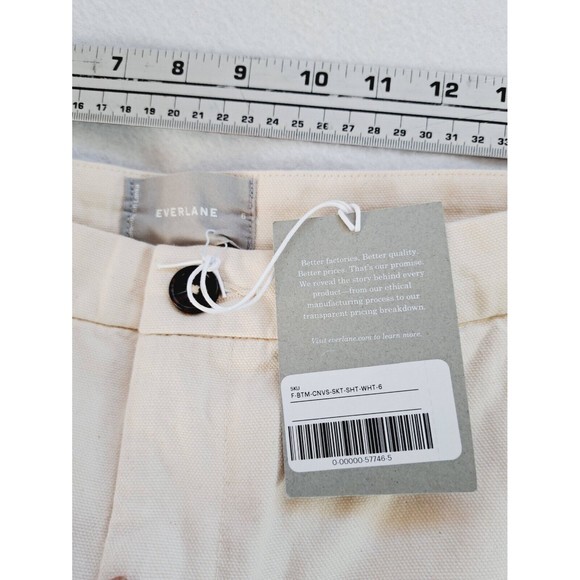 NEW! Everlane The Canvas Skirt Off White Cream Bone Classic‎ Preppy Mini Skirt 6 - Picture 7 of 9